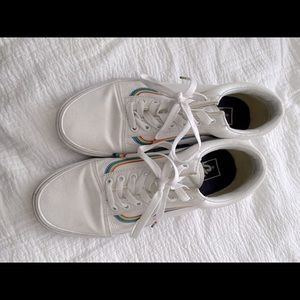 EXCLUSIVE RAINBOW VANS | White Okd Skool Vans